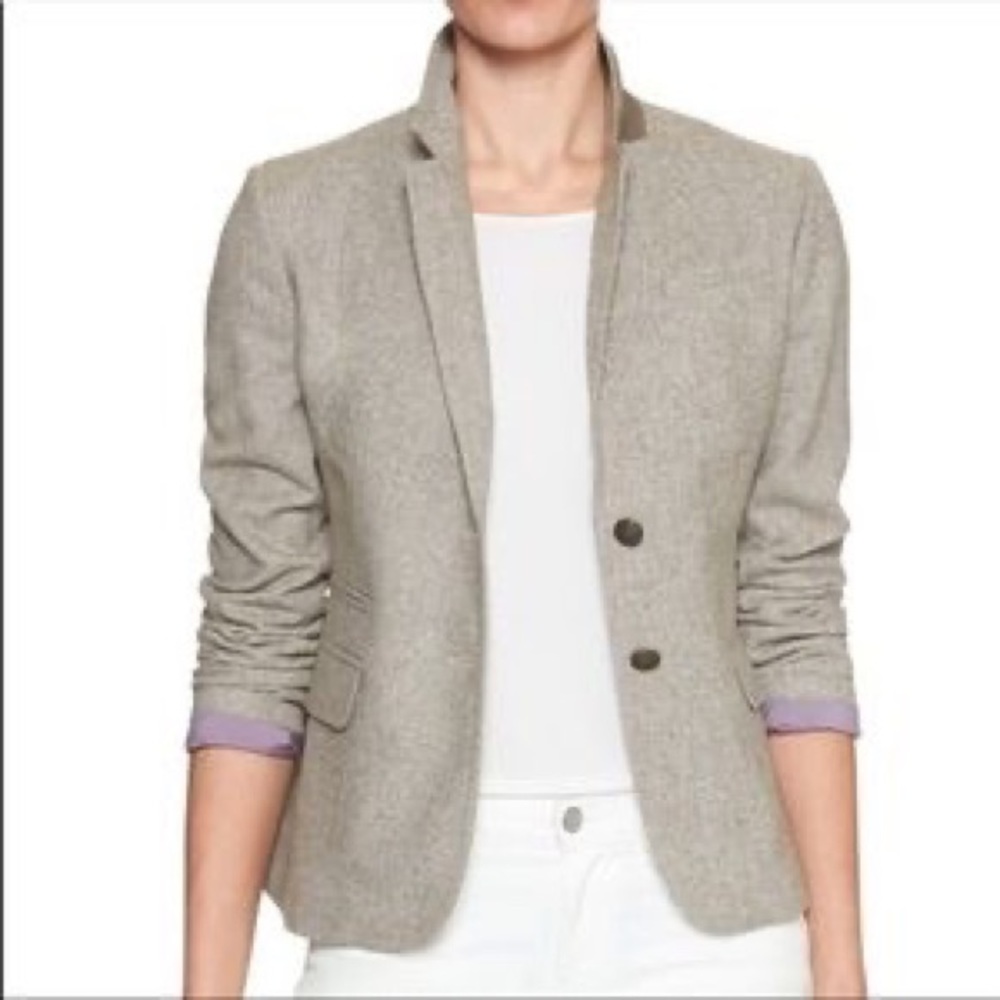 BANANA REPUBLIC Tweed Academic Blazer in Oatmeal